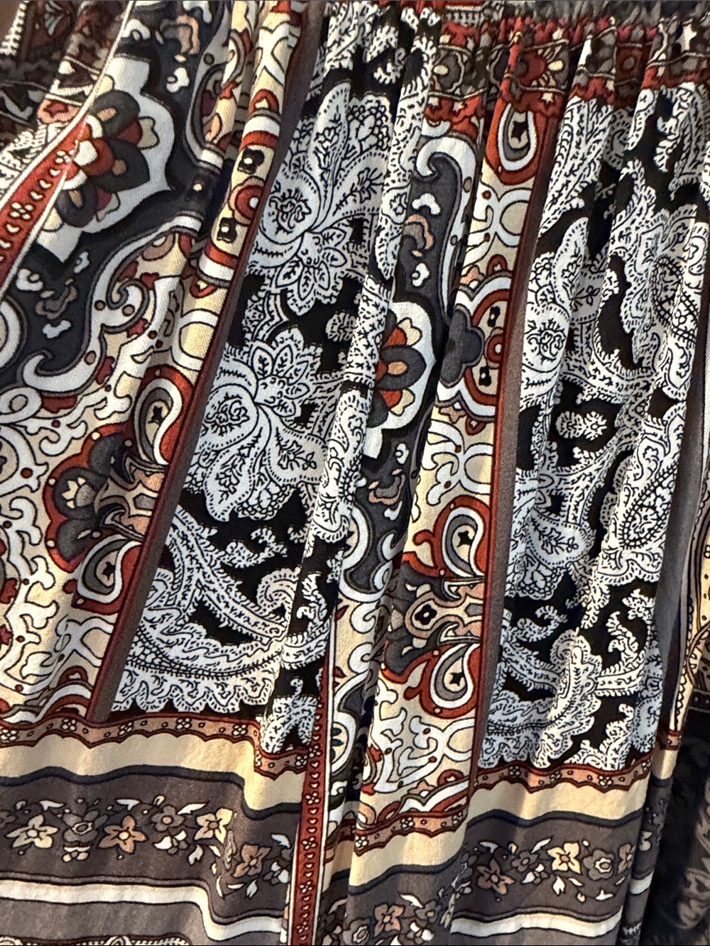 Paisley Peasant Tunic romper in Rust, Black & Cream - Picture 8 of 8